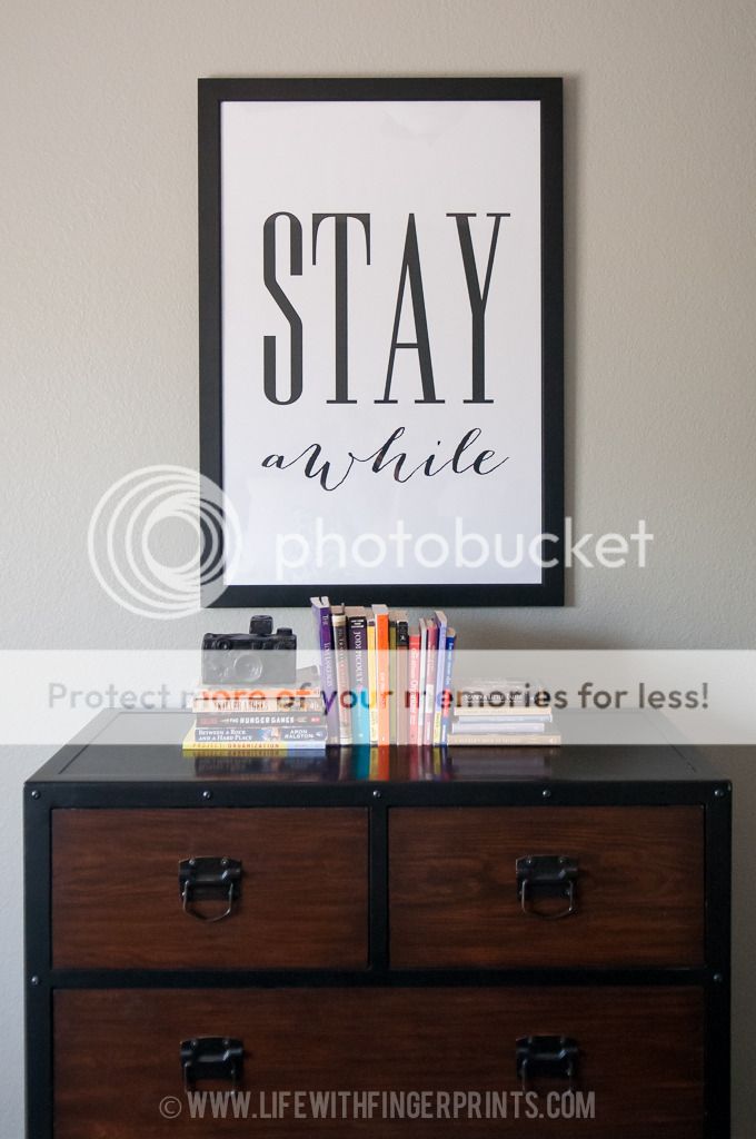 Inexpensive artwork for guest room using Staples engineer prints